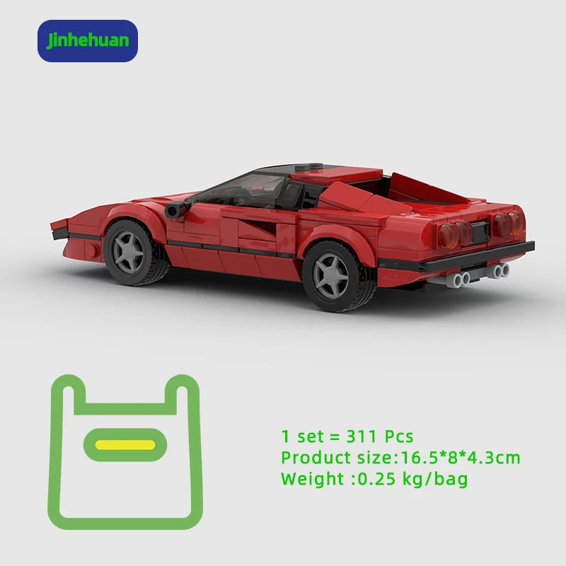 Nostalgic Model Brick Set Technical Red Super Car Model Building Blocks for Kids Gift Building Block Sets Car
