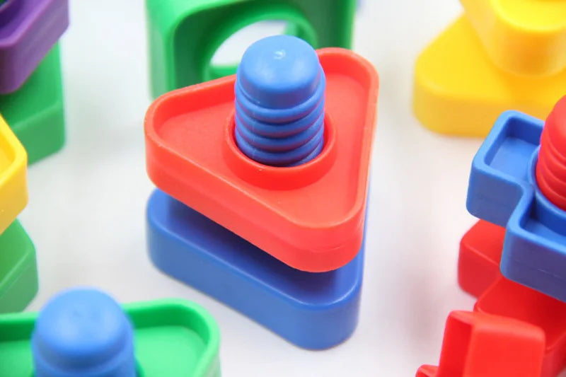 5 Set Screw Building Blocks Plastic Insert Blocks Nut Shape Toys for Children Educational Toys Montessori Scale Models