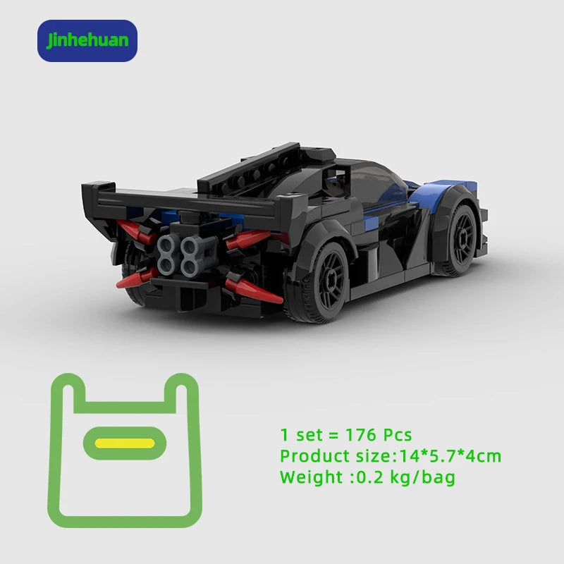 Nostalgic Mini Brick Assembled Blue and Black Super Car Model Building Blocks for Boys Building Block Sets Car
