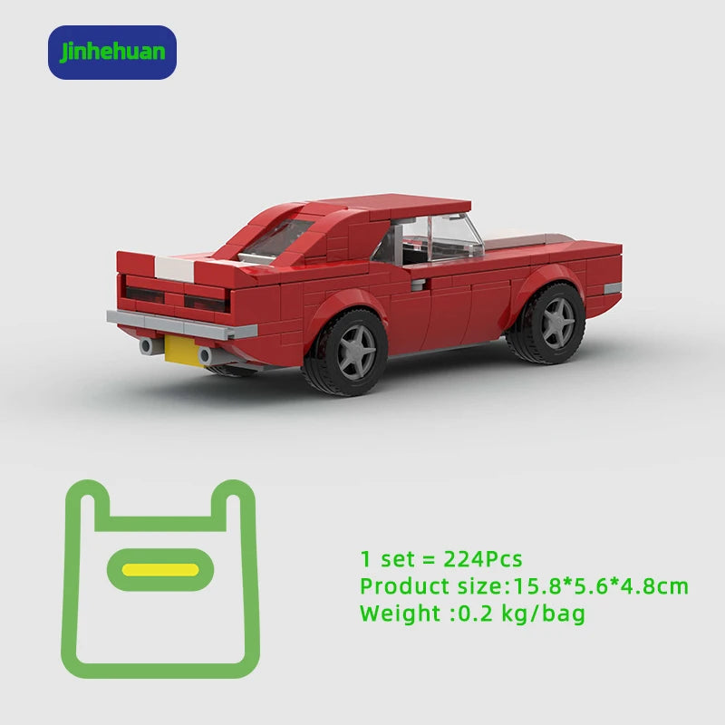 Technical Wholesale Adult Moc Brick Red and White Building Block Sportcar for Kid Car Building Block Sets