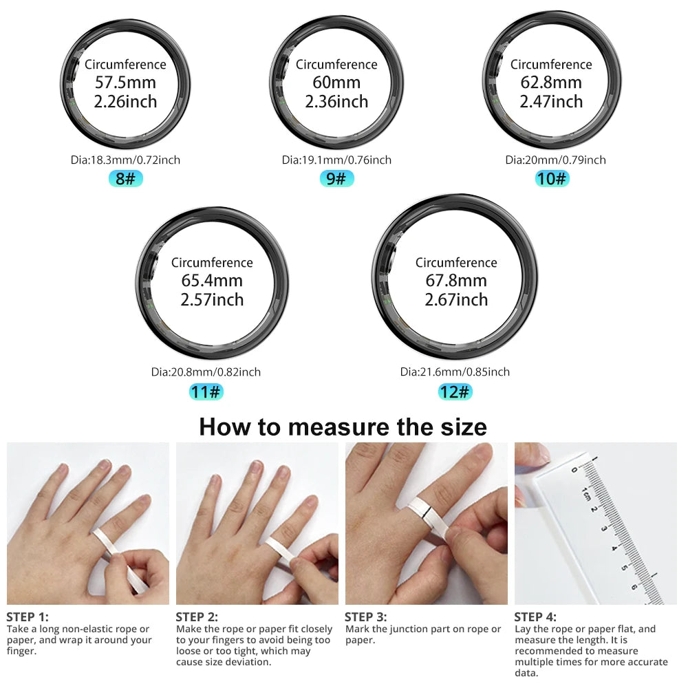 2024 COLMI R02 Smart Ring With Charging Case for Men Women, Battery Life, 39 Days, Health Monitor, 5ATM Waterproof