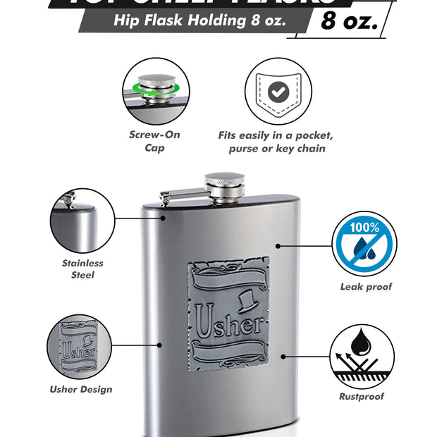 8oz Gift Flask for Wedding Usher