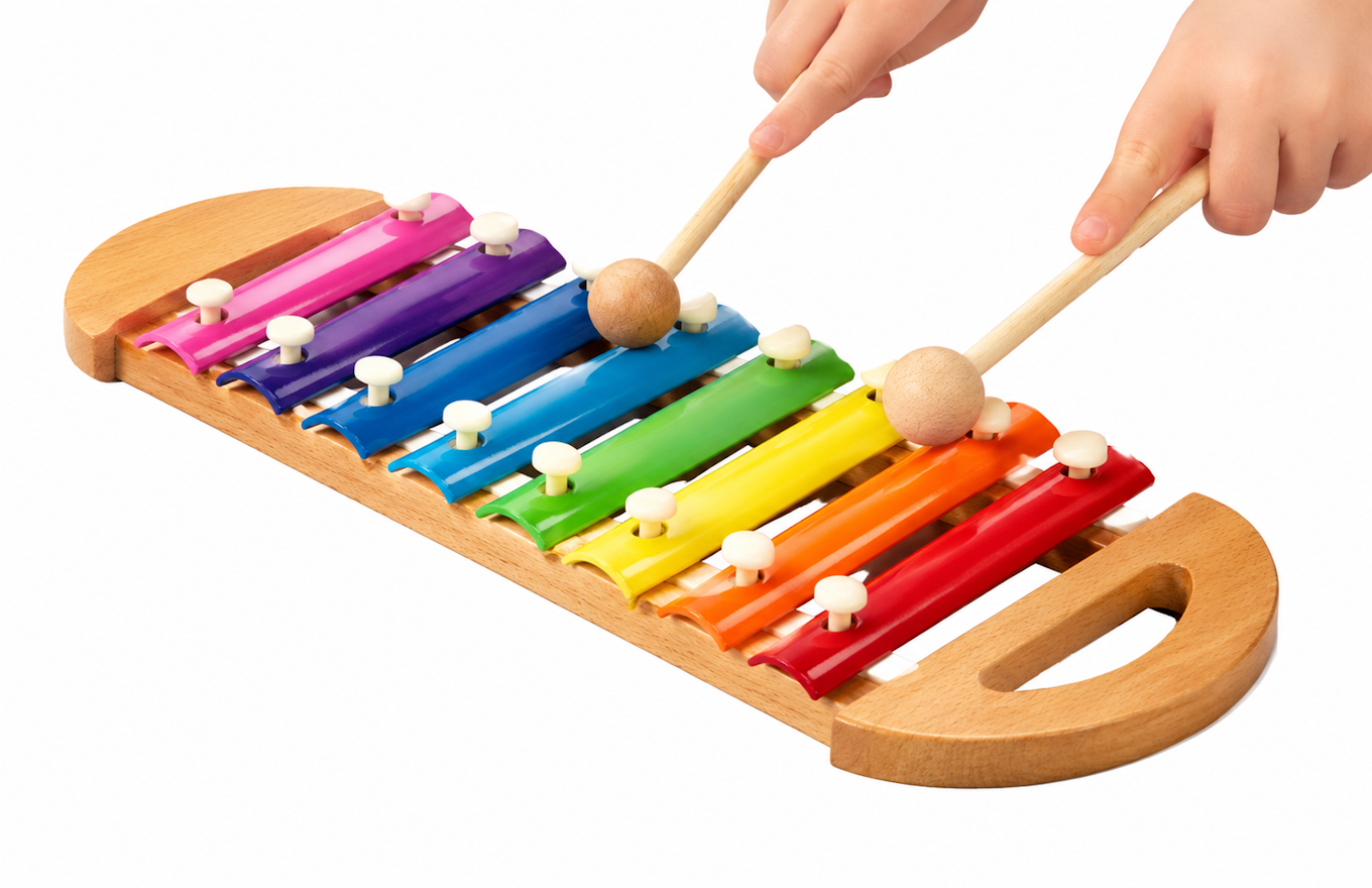 Rainbow Wooden Xylophone Musical Toy